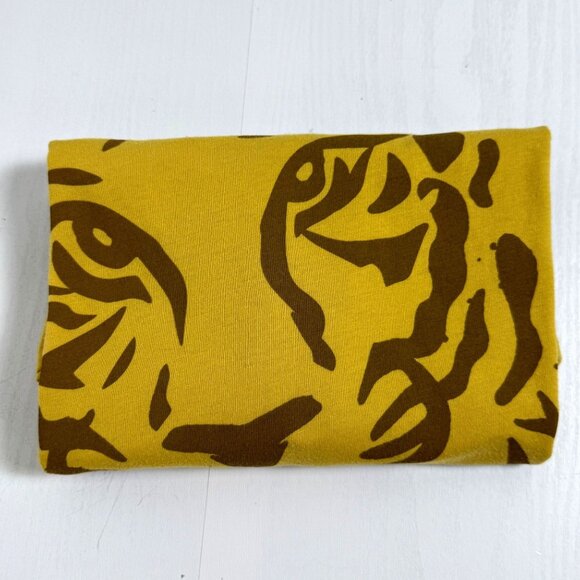 Tiger Print Shirt Womens Sz XS Yellow Double Sided Graphic Tee Atticus Poetry - Picture 2 of 8